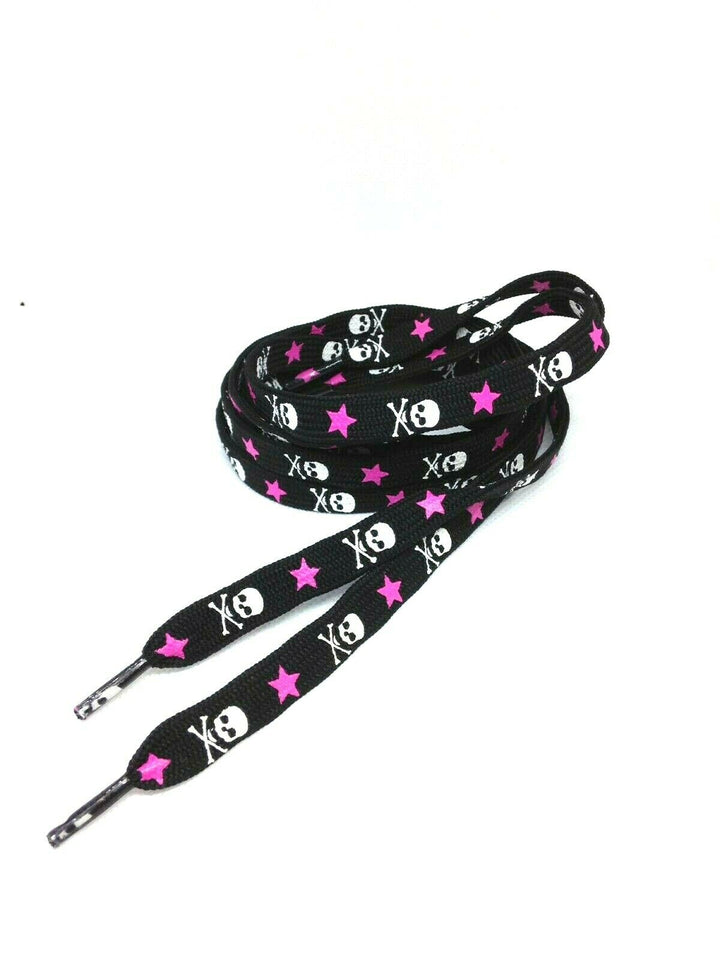Shoelaces SKULL Pink/Black and White.Laces 47in