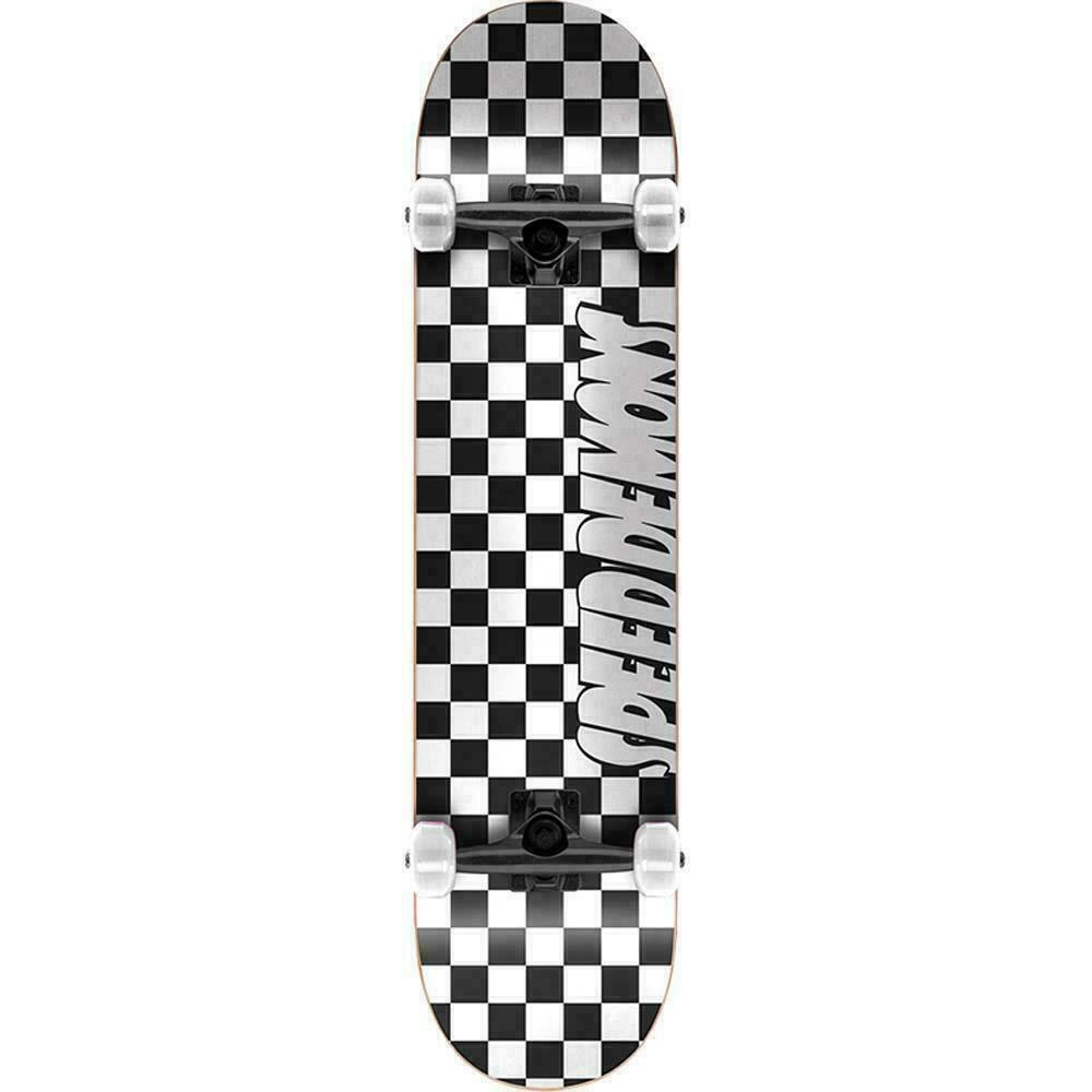 Speed Demons Checkers-Complete Skateboard Black & White 8